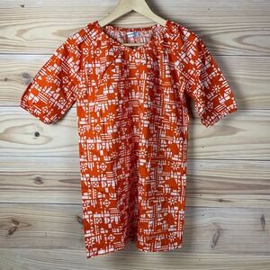 La Poloma Parker House Dress Girls 8-9Y Shift Orange Geometric Boho Preppy‎